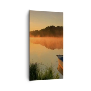 Bild auf Leinwand - Leinwandbild - Sonnenaufgang über dem Wasser wie ein Spiegel - 65x120 cm