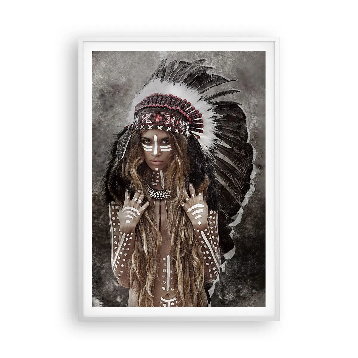 Poster in einem weißen Rahmen - Das Geheimnis der Stärke des Stammes - 70x100 cm