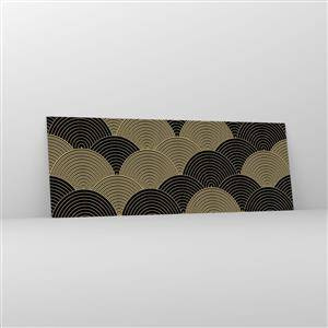 Glasbild - Bild auf glas - Art-Deco-Muster mit Halbkreisen und goldenen Linien - 140x50cm - Einheit in der Vielfalt - Moderne Wanddekoration für Wohnzimmer und Schlafzimmer ARTTOR