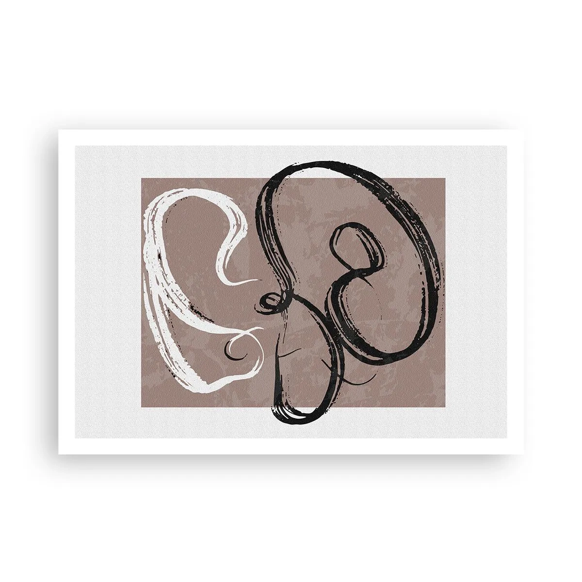 Poster - Schwarz-weiße Abstraktion auf beigem Hintergrund - 100x70cm - Komposition – die Suche nach Fülle - Moderne Wanddekoration für Wohnzimmer und Schlafzimmer ARTTOR