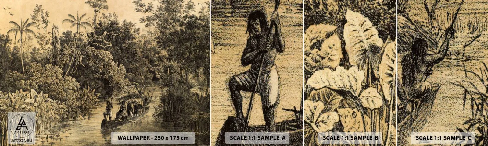 Fototapeten Muster Selbstklebend Deluxe Sticker - Expedition zur Quelle - Dschungel, Amazonien, Tropen - 100x30 cm