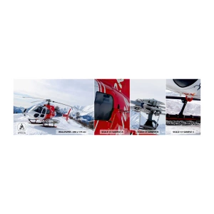 Fototapeten Muster Selbstklebend Deluxe Sticker - Immer bereit - Hubschrauber, Landschaft, Alpen - 100x30 cm