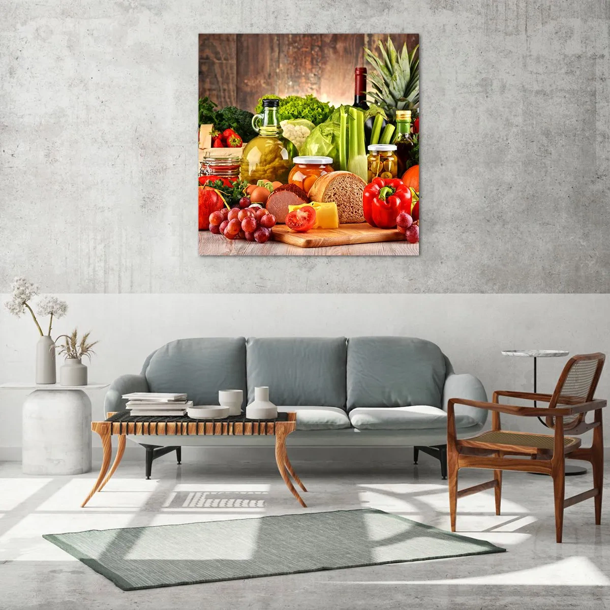 Glasbild - Bild auf glas - Geräuchert, gebacken und eingelegt - 70x70 cm