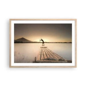 Poster in einem Rahmen aus heller Eiche - Vor dem schlafen gehen - 70x50 cm