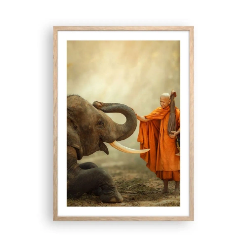 Poster in einem Rahmen aus heller Eiche - Treffen unterwegs - 50x70 cm