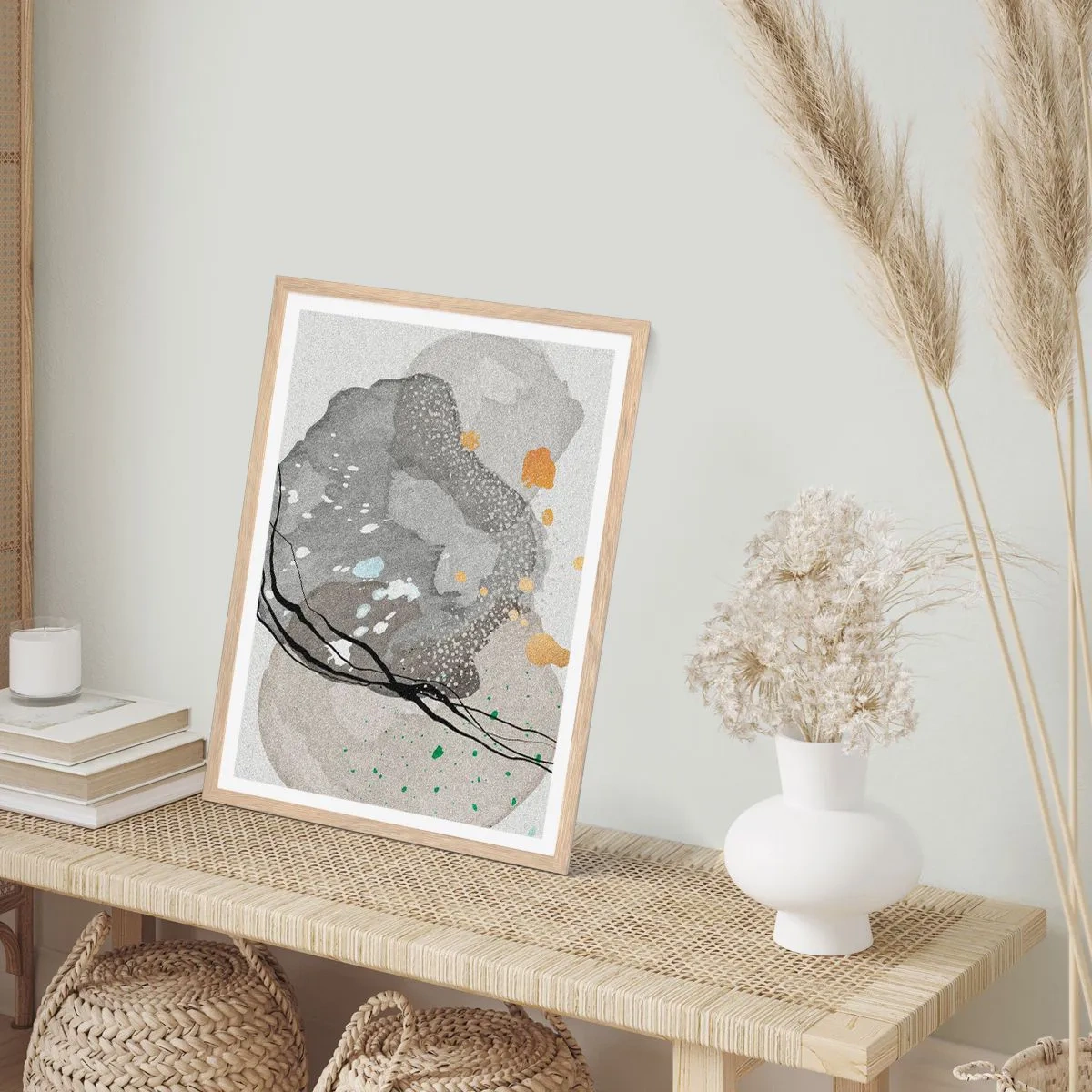 Poster in einem Rahmen aus heller Eiche - Organische Komposition - 70x100 cm