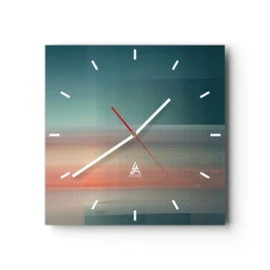 Wanduhr - Glasuhr - Abstraktion: Lichtwellen - 40x40 cm