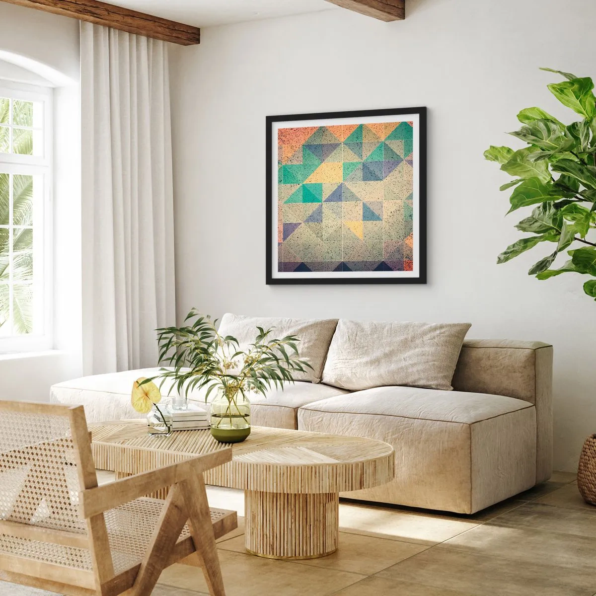 Poster in einem schwarzem Rahmen - Republik der Dreiecke - 60x60 cm