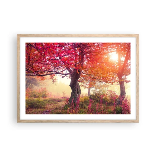 Poster in einem Rahmen aus heller Eiche - Blühende Raserei - 70x50 cm