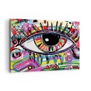 Bild auf Leinwand - Leinwandbild - Buntes abstraktes Graffiti-Auge - 120x80cm - Buntes Auge - bunte Seele - Moderne Wanddekoration für Wohnzimmer und Schlafzimmer ARTTOR