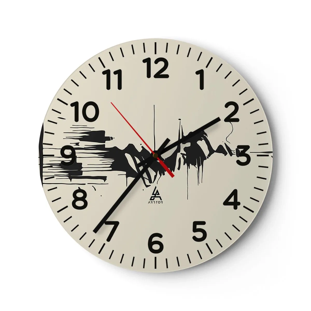 Wanduhr - Glasuhr - Hastige Abstraktion - 40x40 cm