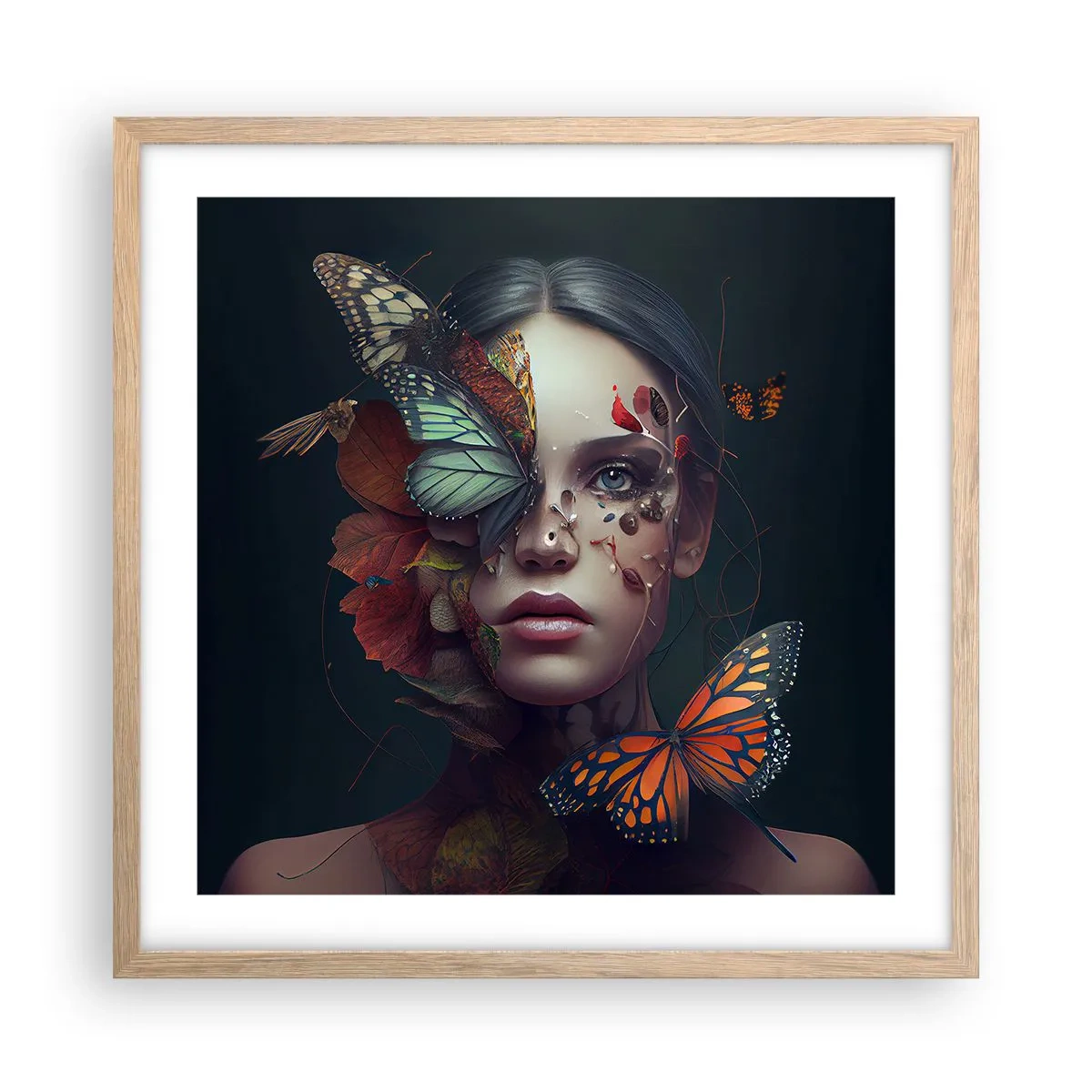 Poster in einem Rahmen aus heller Eiche - Wunderbare Metamorphose - 50x50 cm
