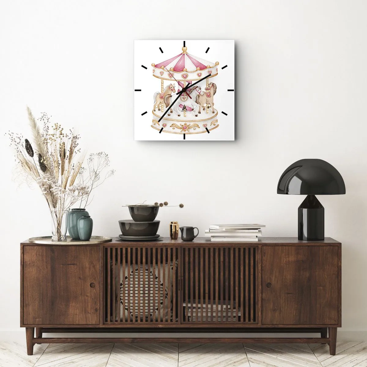 Wanduhr - Glasuhr - Süße Welt der Kindheit - 30x30 cm