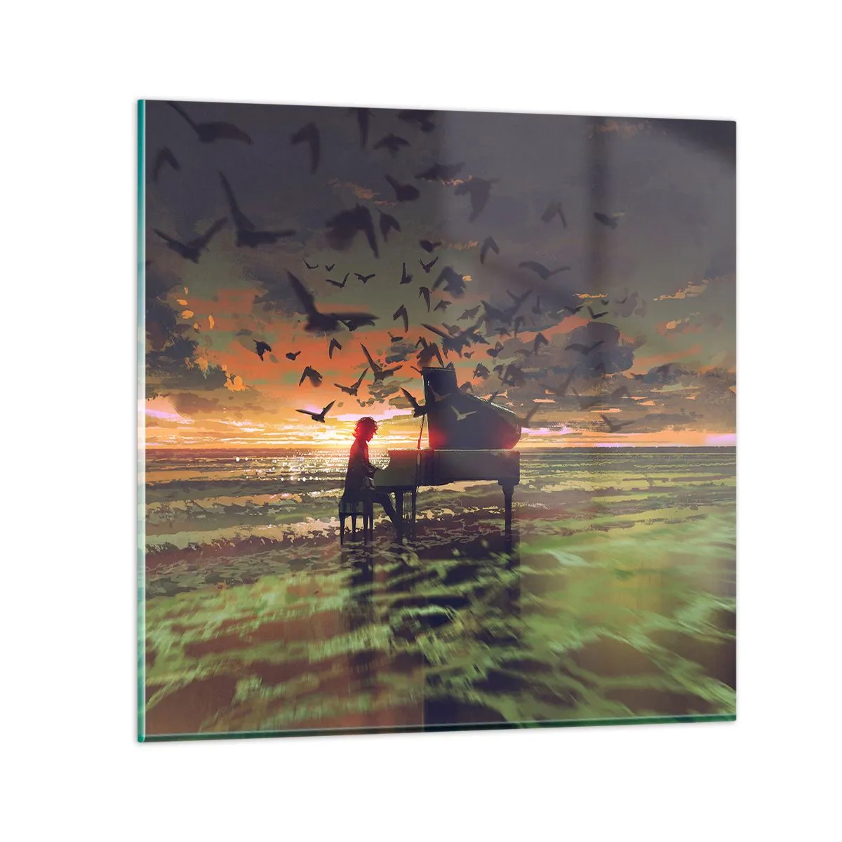 Glasbild - Bild auf glas - Konzert für Klavier und Wellen - 30x30 cm