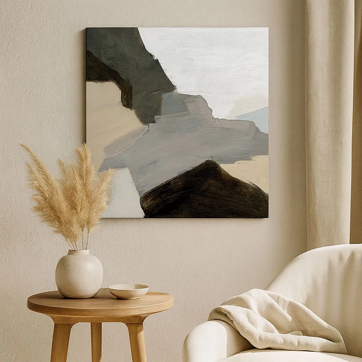 Bild auf Leinwand - Leinwandbild - Abstraktion: Scheideweg des Graus - 30x30 cm
