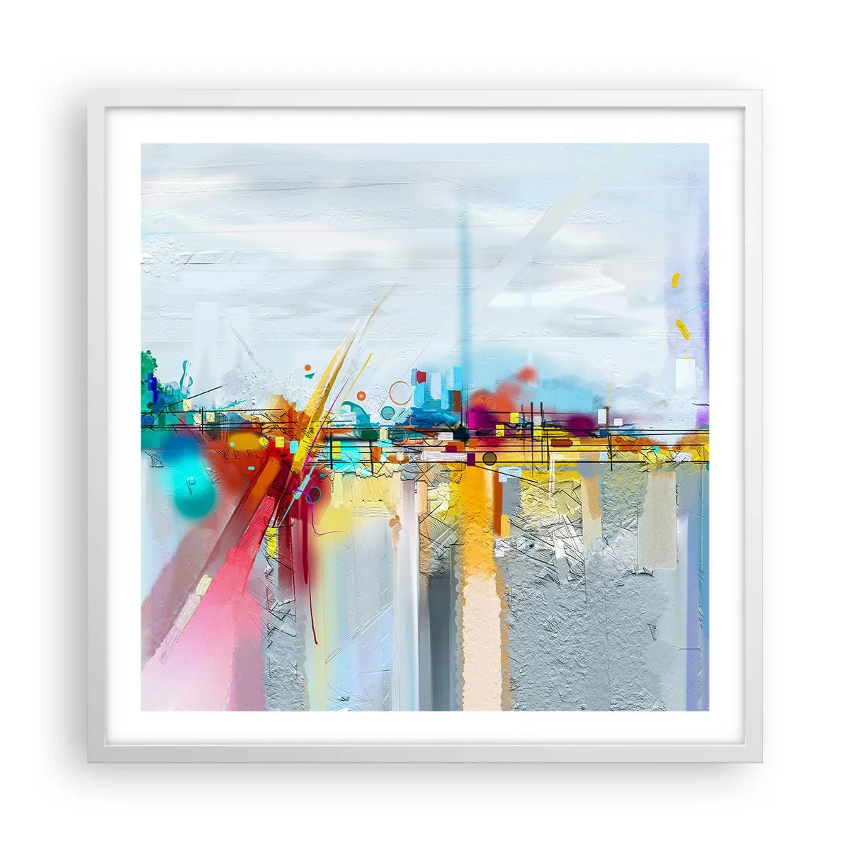 Poster in einem weißen Rahmen - Freudenbrücke über den Fluss des Lebens - 60x60 cm