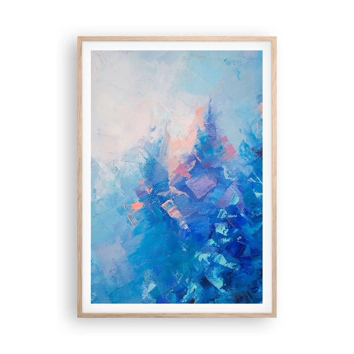 Poster in einem Rahmen aus heller Eiche - Winter-Abstraktion - 70x100 cm