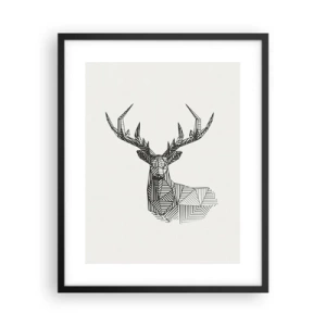 Poster in einem schwarzem Rahmen - Ein Hirsch im kubistischen Stil - 40x50 cm