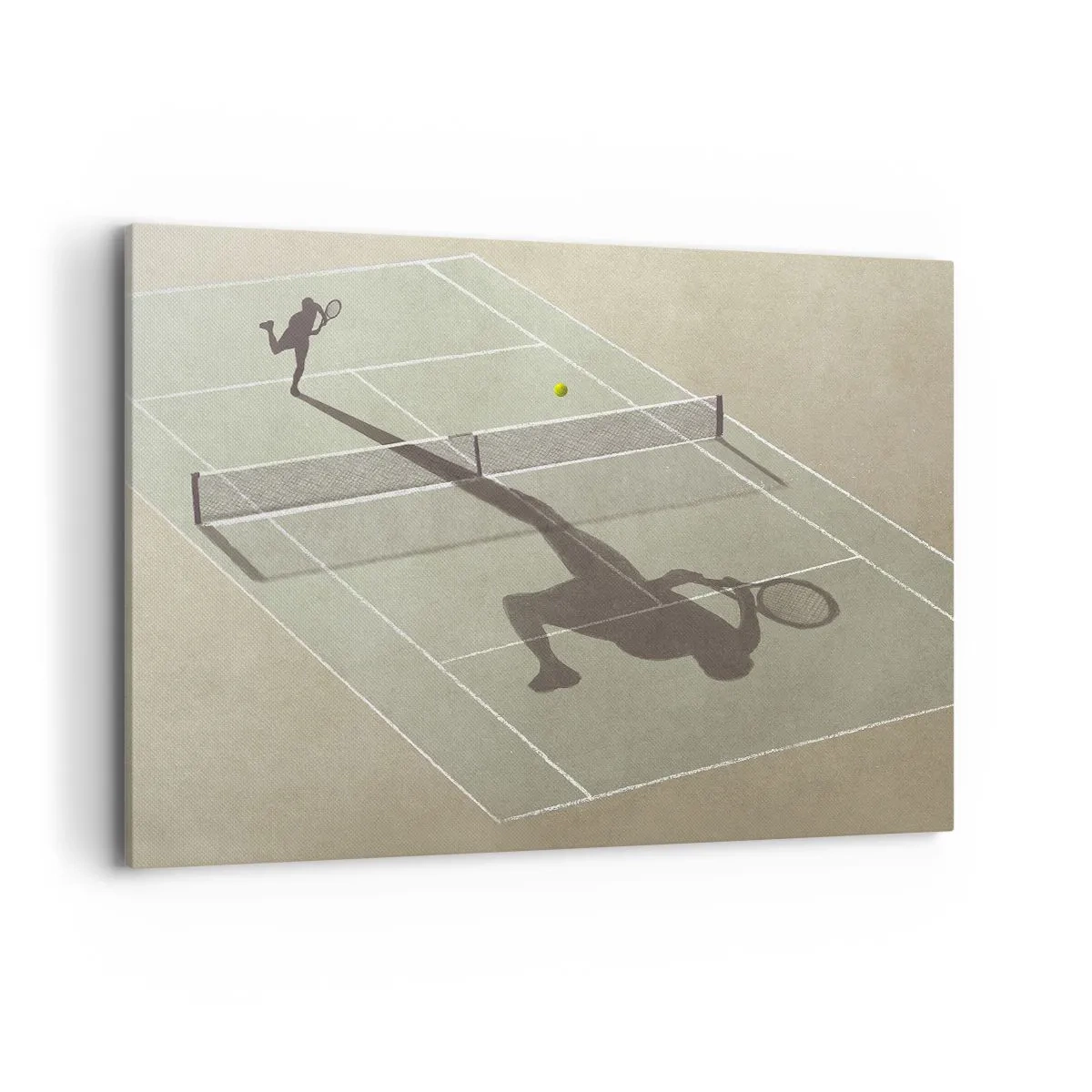 Bild auf Leinwand - Leinwandbild - Der Schatten eines Tennisspielers auf dem Platz während eines Tennisspiels - 100x70cm - Überwinde dich selbst - Moderne Wanddekoration für Wohnzimmer und Schlafzimmer ARTTOR