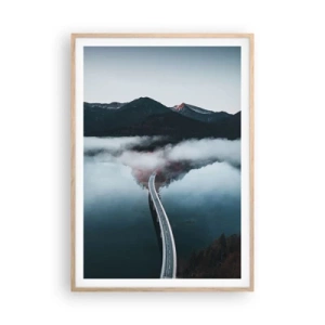 Poster in einem Rahmen aus heller Eiche - Über Wasser so glatt wie ein Spiegel - 70x100 cm