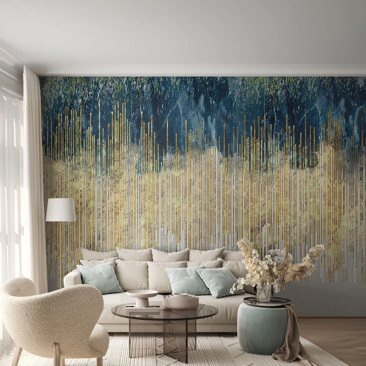 Fototapete Premium Sand - Vergoldete Grenze - Stück, Art Deco, Zeitgenössisch - 150x105 cm