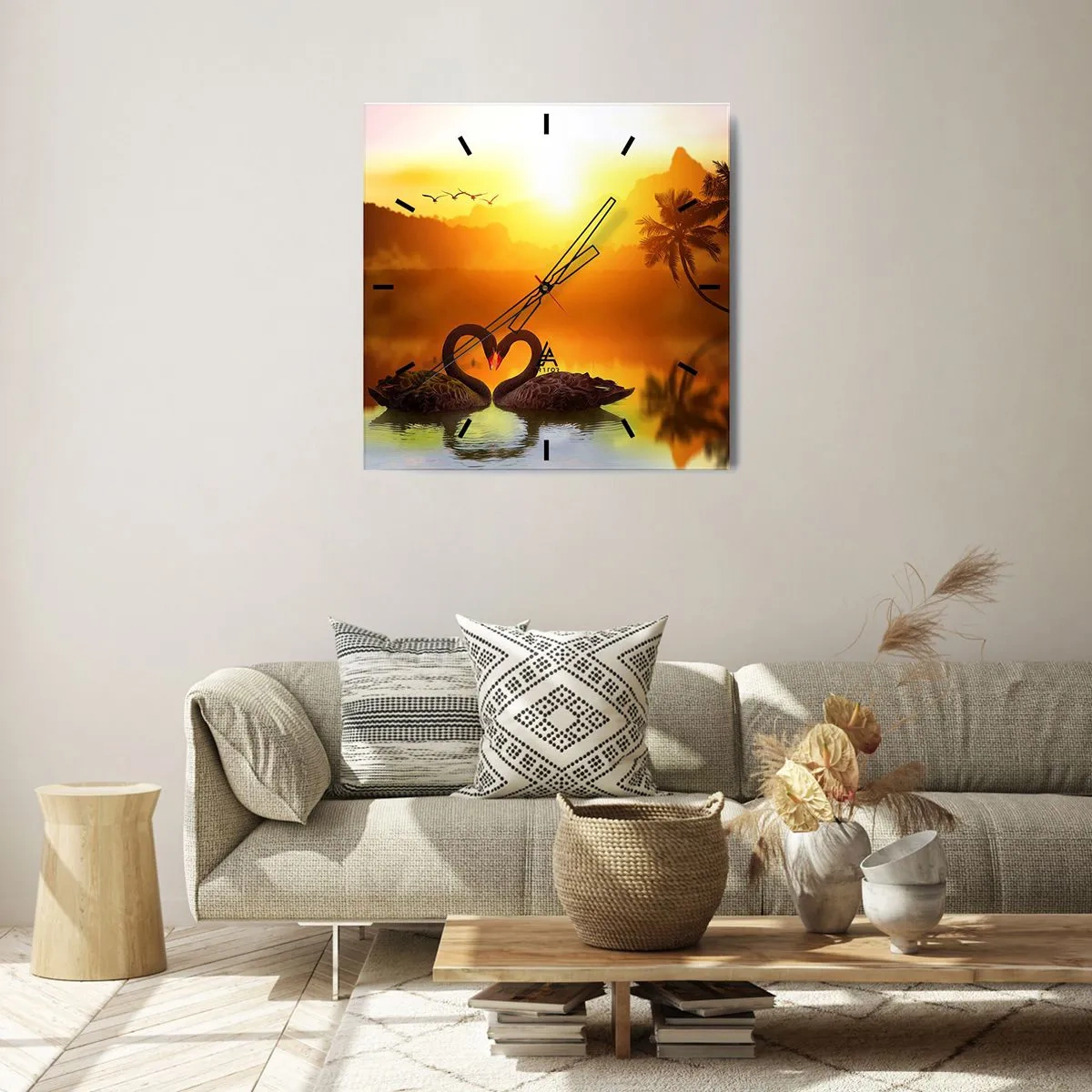 Wanduhr - Glasuhr - Alles passt zusammen - 40x40 cm