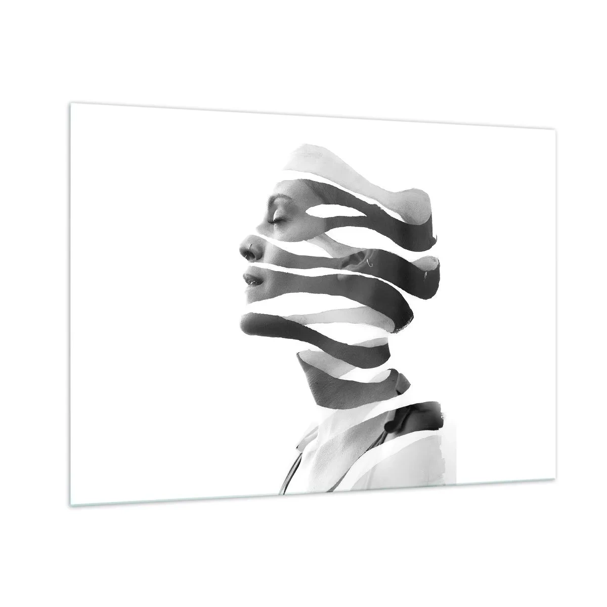 Glasbild - Bild auf glas - Abstrakte Komposition eines Frauenporträts - 100x70cm - Surreales Porträt - Moderne Wanddekoration für Wohnzimmer und Schlafzimmer ARTTOR