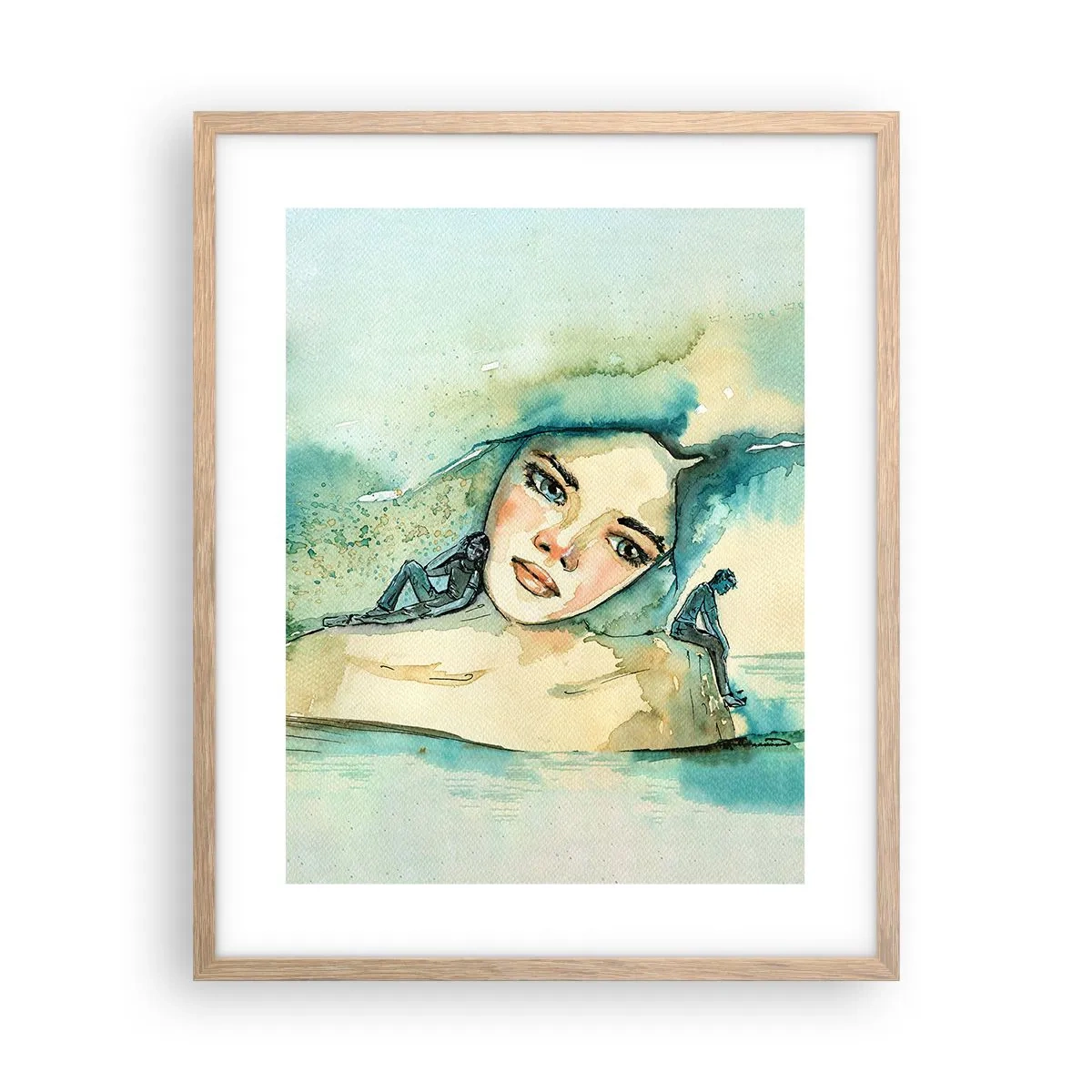 Poster in einem Rahmen aus heller Eiche - Bin ich blau? - 40x50 cm