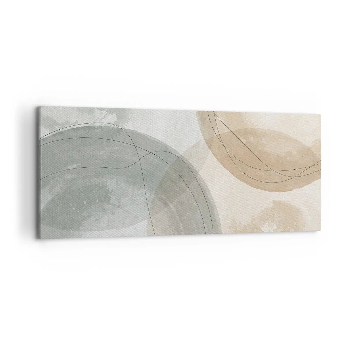 Bild auf Leinwand - Leinwandbild - Abstrakte Komposition in Pastellfarben mit Linien - 120x50cm - Welten durchdringen - Moderne Wanddekoration für Wohnzimmer und Schlafzimmer ARTTOR