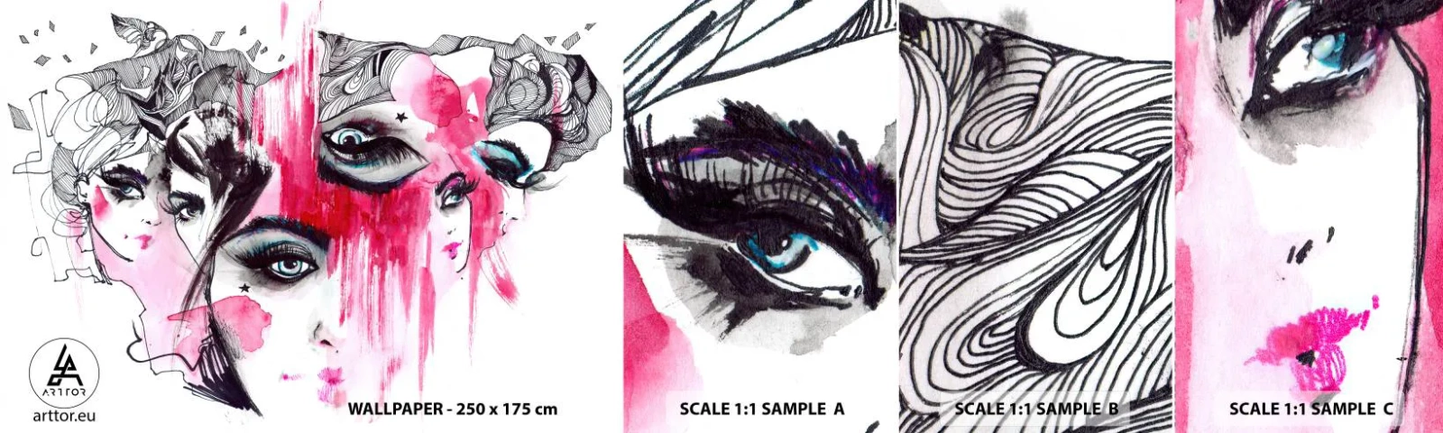 Fototapeten Muster Selbstklebend Deluxe Sticker - , - Das Auge der Frau, Das Gesicht einer Frau, Stück - 100x30 cm