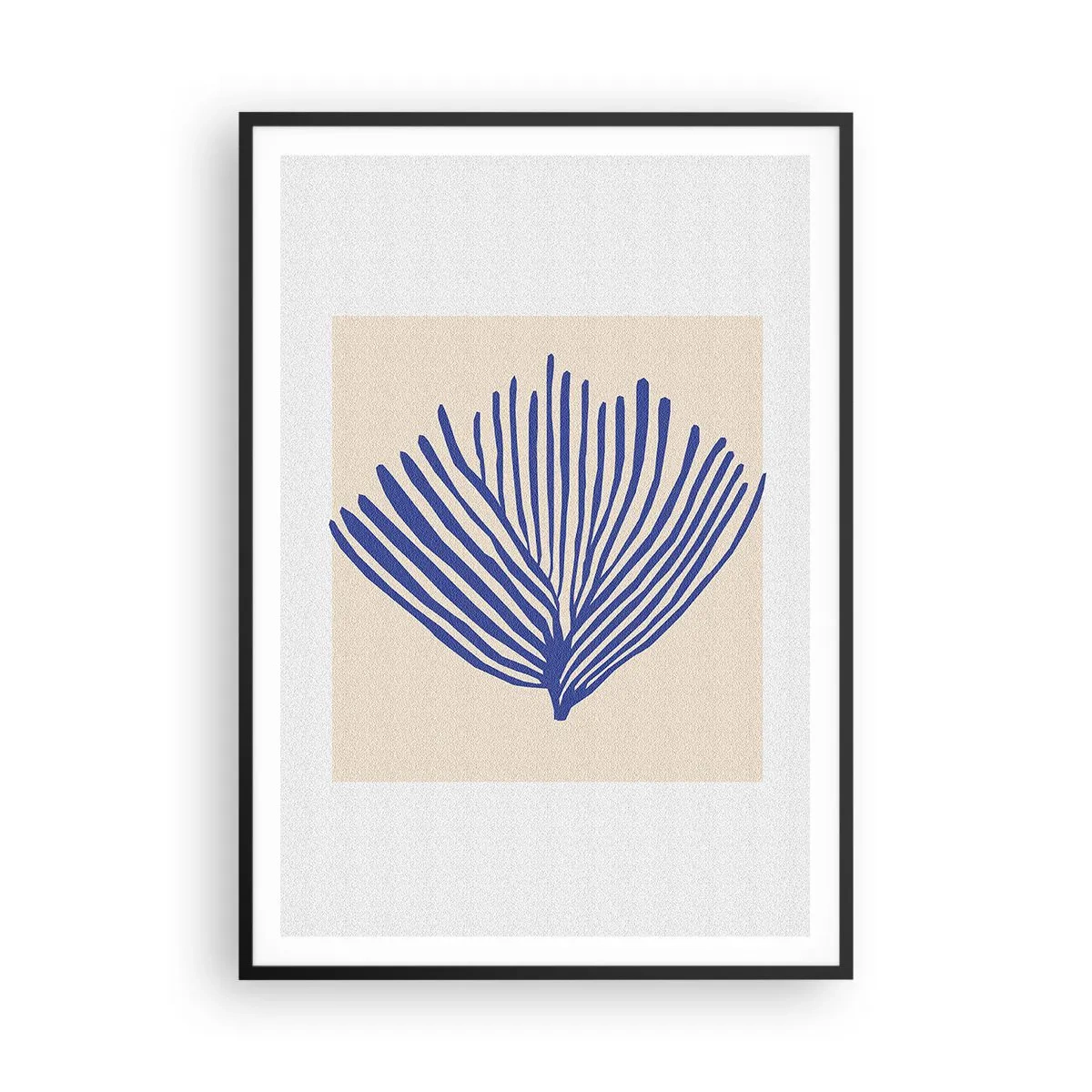 Poster in einem schwarzem Rahmen - Blauer Fächer - 70x100 cm