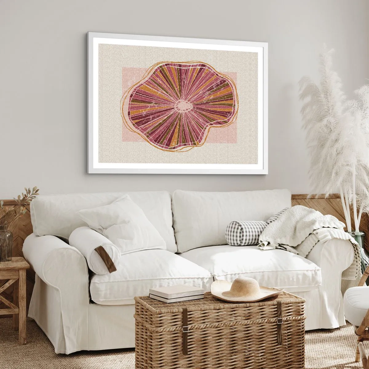 Poster in einem weißen Rahmen - Strahlende Abstraktion - 100x70 cm