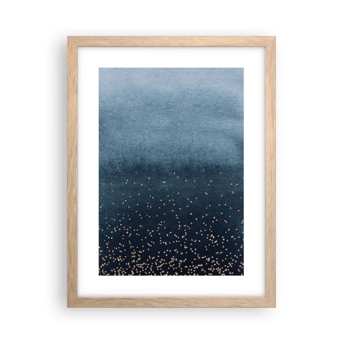 Poster in einem Rahmen aus heller Eiche - Komposition - blaue Phasen - 30x40 cm