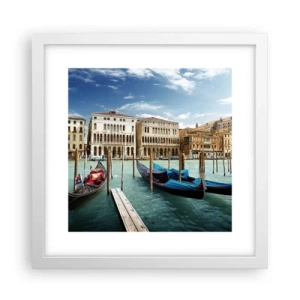 Poster in einem weißen Rahmen - Paläste in Blau - 30x30 cm