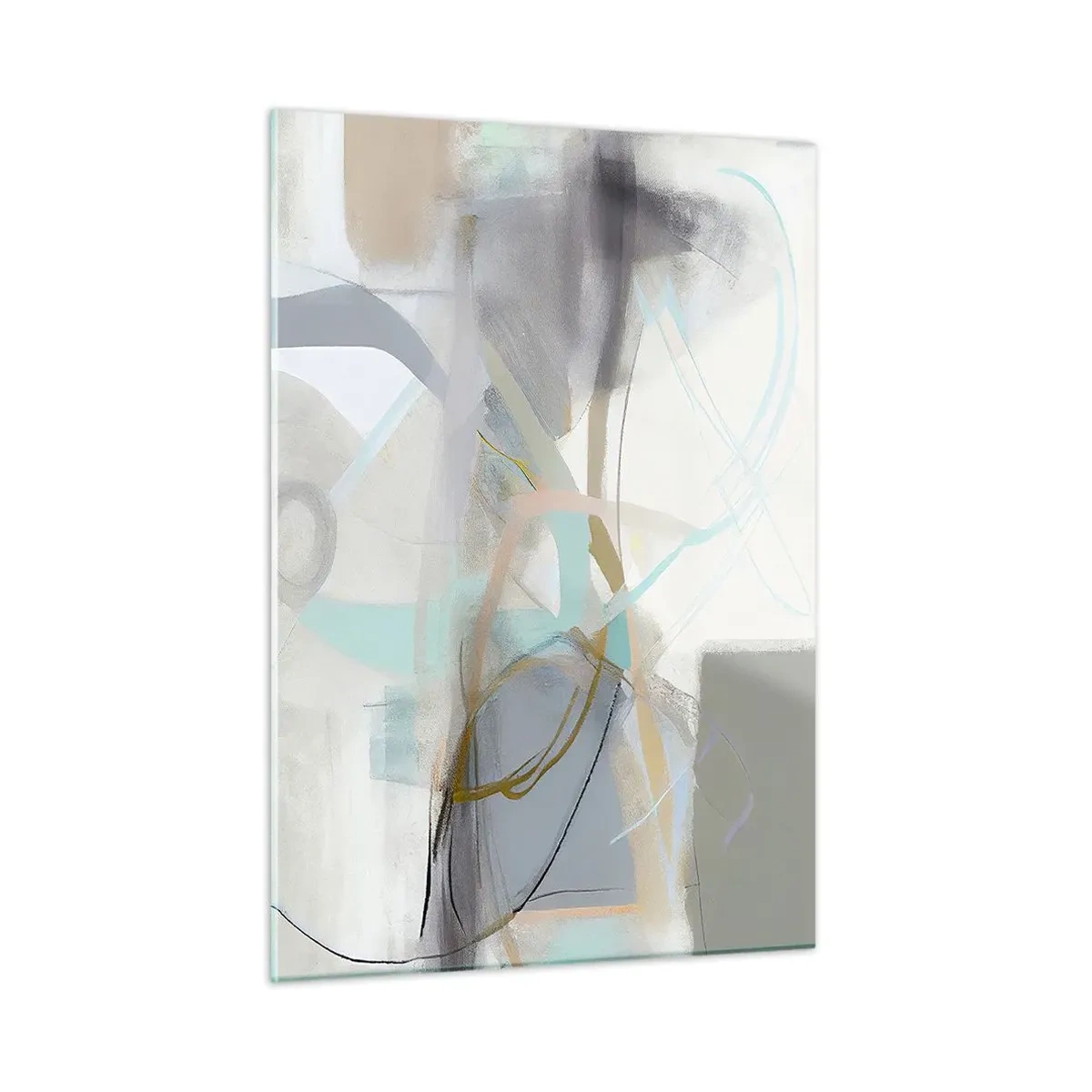 Glasbild - Bild auf glas - Eine verschwommene Abstraktion mit Pastell- und Graphitakzenten. - 50x70cm - Neblige Abstraktion - Moderne Wanddekoration für Wohnzimmer und Schlafzimmer ARTTOR