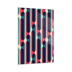 Glasbild - Bild auf glas - Abstrakte Retro-Linien - 50x70cm - In die Tiefe und vorwärts - Moderne Wanddekoration für Wohnzimmer und Schlafzimmer ARTTOR