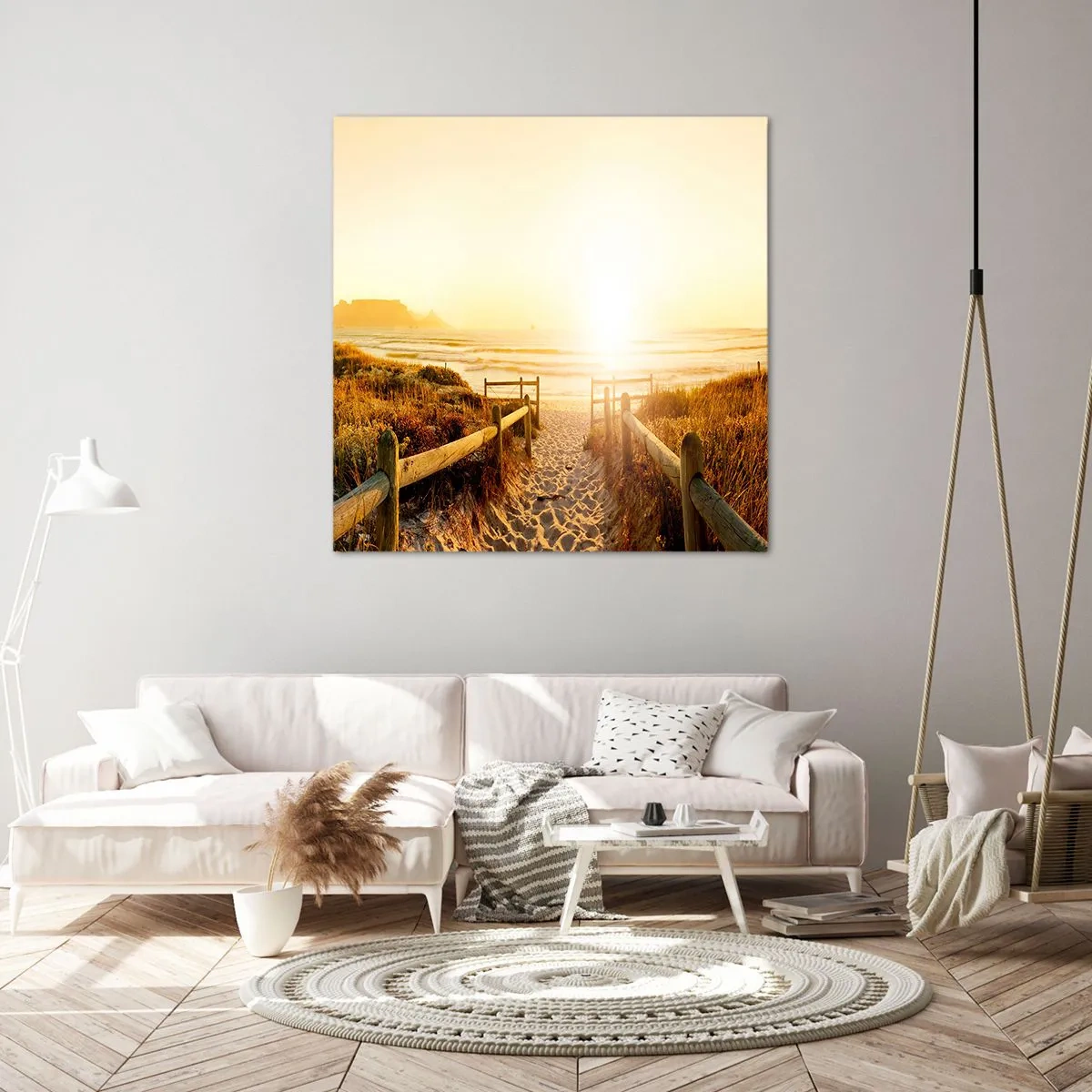 Bild auf Leinwand - Leinwandbild - Über die Düne, der Sonne entgegen - 70x70 cm