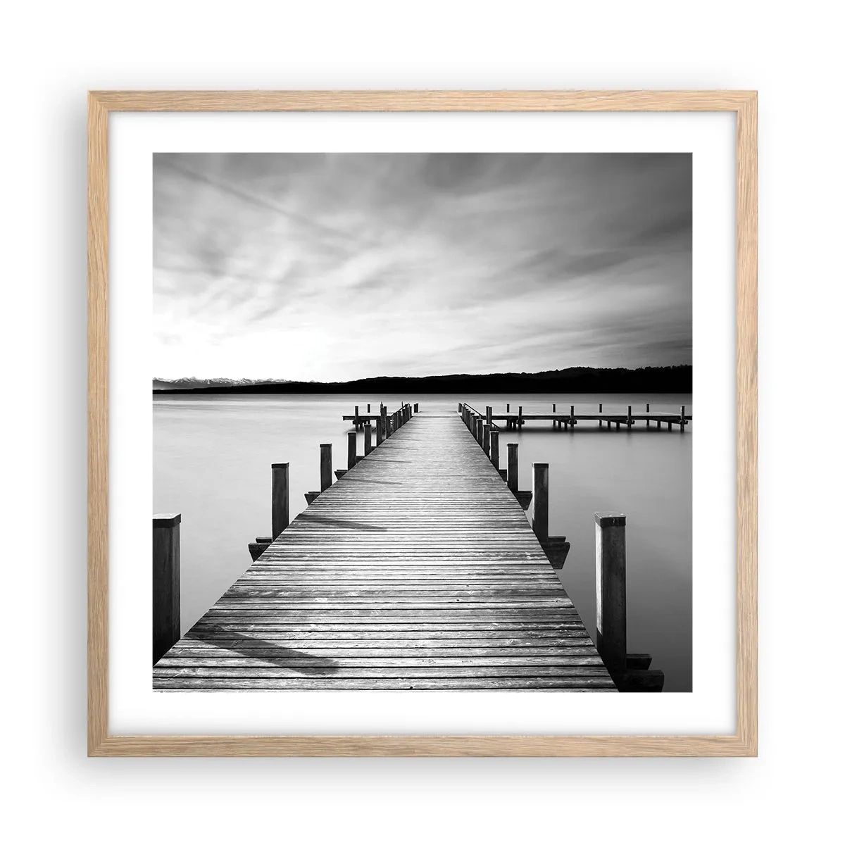 Poster in einem Rahmen aus heller Eiche - An der Wasserstelle - Ruhe - 50x50 cm