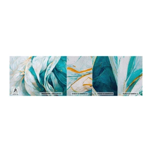 Fototapeten Muster Premium Sand - Blaue Abstraktion mit goldenem Motiv - Stück, Art Deco, Subtil - 100x30 cm