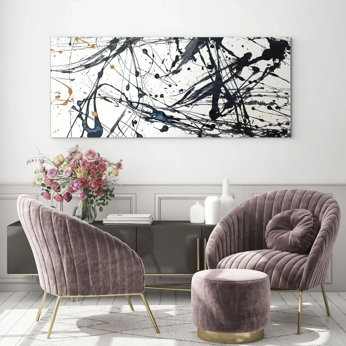 Glasbild - Bild auf glas - Expressionistische Abstraktion - 100x40 cm