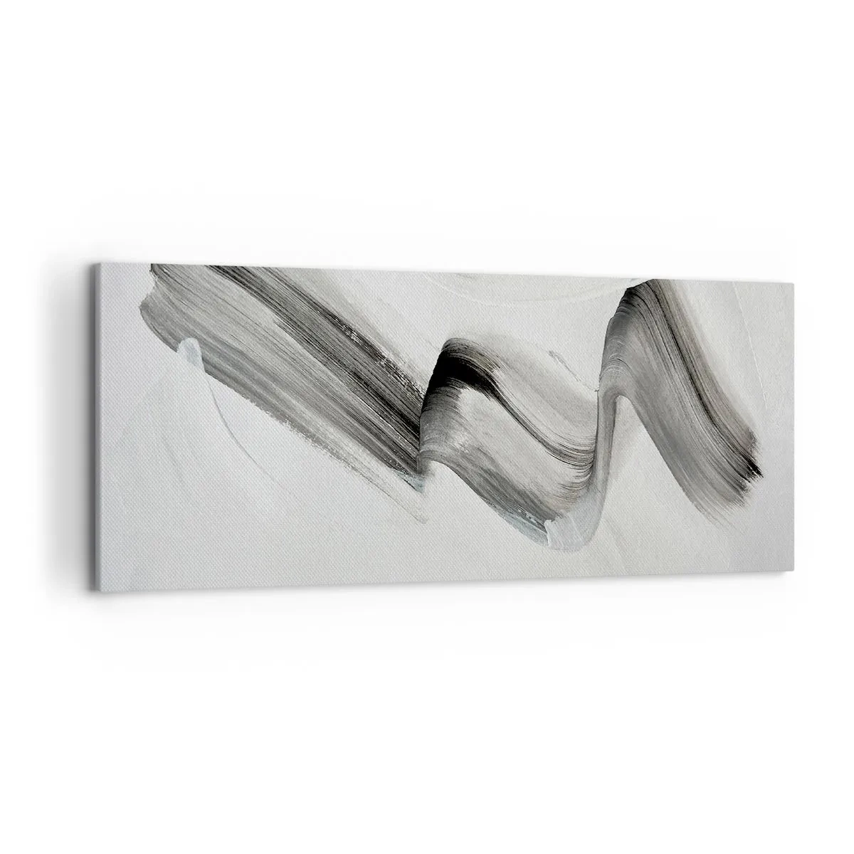 Bild auf Leinwand - Leinwandbild - Abstrakter schwarz-weißer Pinselstrich auf hellem Hintergrund - 120x50cm - Lässig zum Spaß - Moderne Wanddekoration für Wohnzimmer und Schlafzimmer ARTTOR