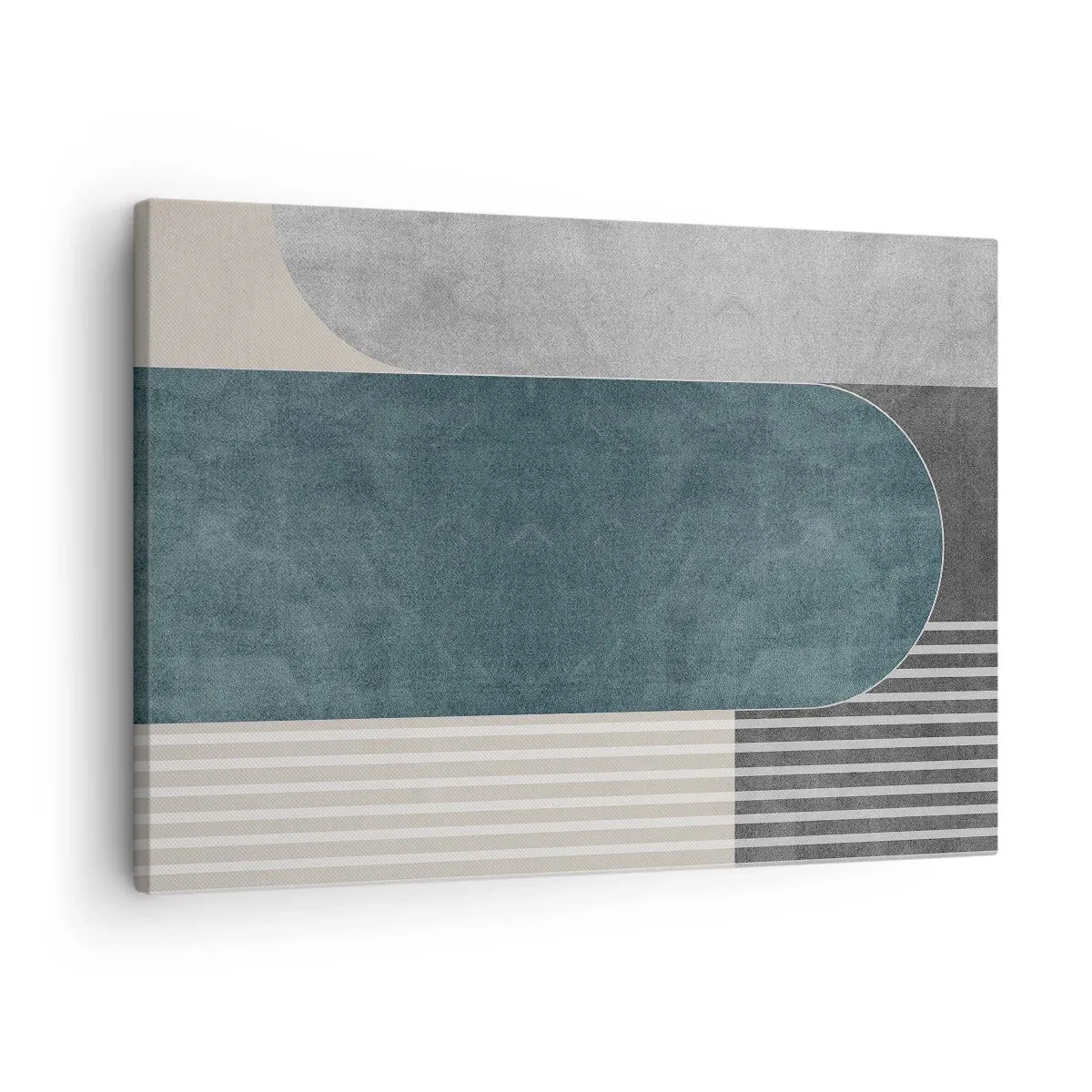 Bild auf Leinwand - Leinwandbild - Geometrische Abstraktion in Grau- und Grüntönen - 70x50cm - Komposition auf der Ebene - Moderne Wanddekoration für Wohnzimmer und Schlafzimmer ARTTOR