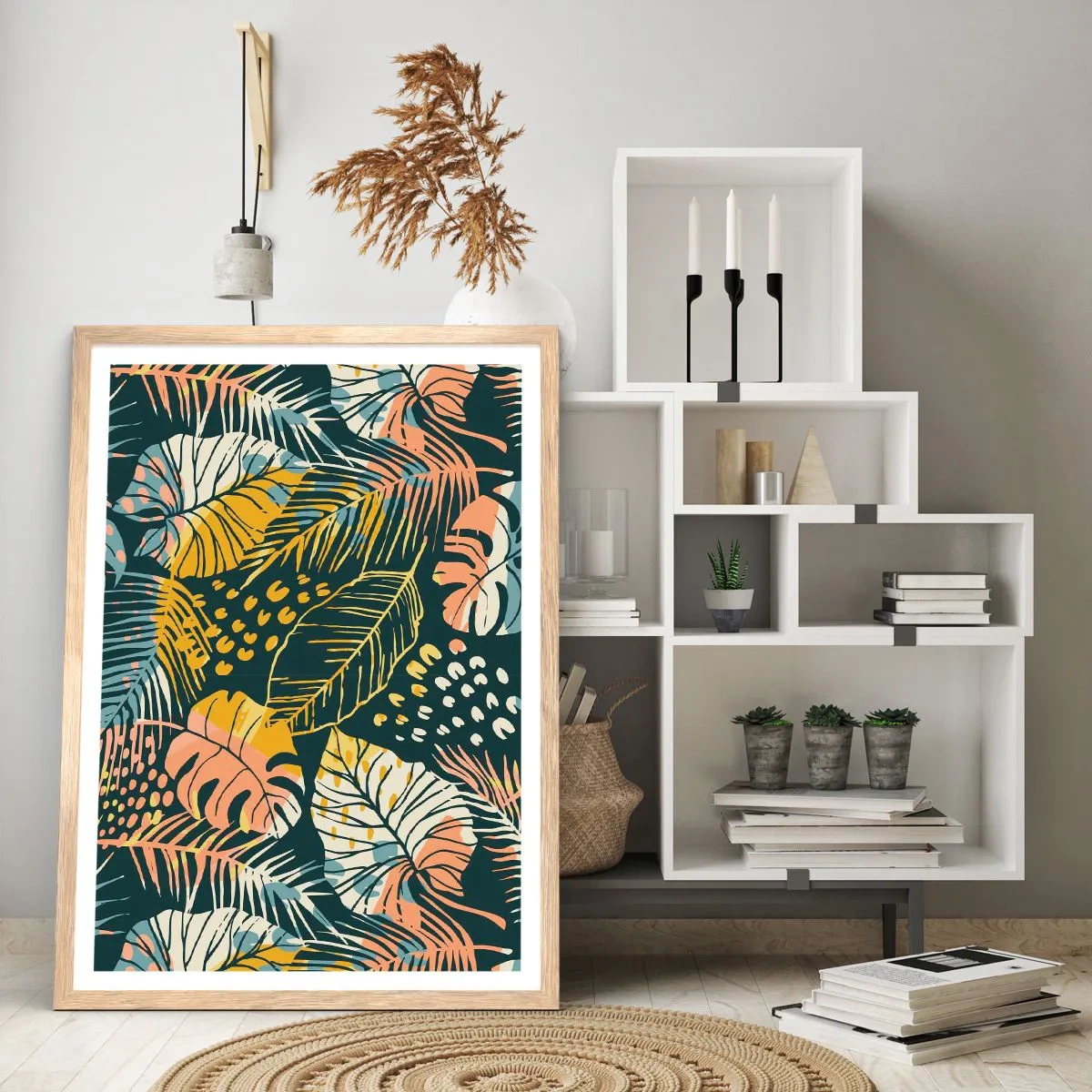 Poster in einem Rahmen aus heller Eiche - Grüne Fantasie - 30x40 cm