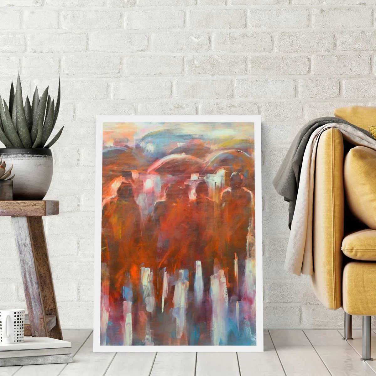 Poster - Abstrakte Figuren in warmen Farbtönen - 50x70cm - Auch bei Regen und Nebel - Moderne Wanddekoration für Wohnzimmer und Schlafzimmer ARTTOR