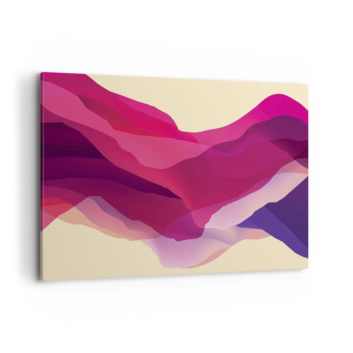 Bild auf Leinwand - Leinwandbild - Abstrakte Wellen in Lila- und Rosatönen auf hellem Hintergrund - 120x80cm - Lila Wellen - Moderne Wanddekoration für Wohnzimmer und Schlafzimmer ARTTOR