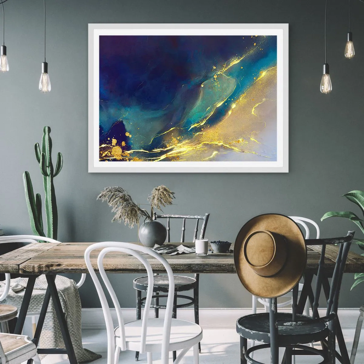 Poster in einem weißen Rahmen - Der goldene Teich - 40x30 cm