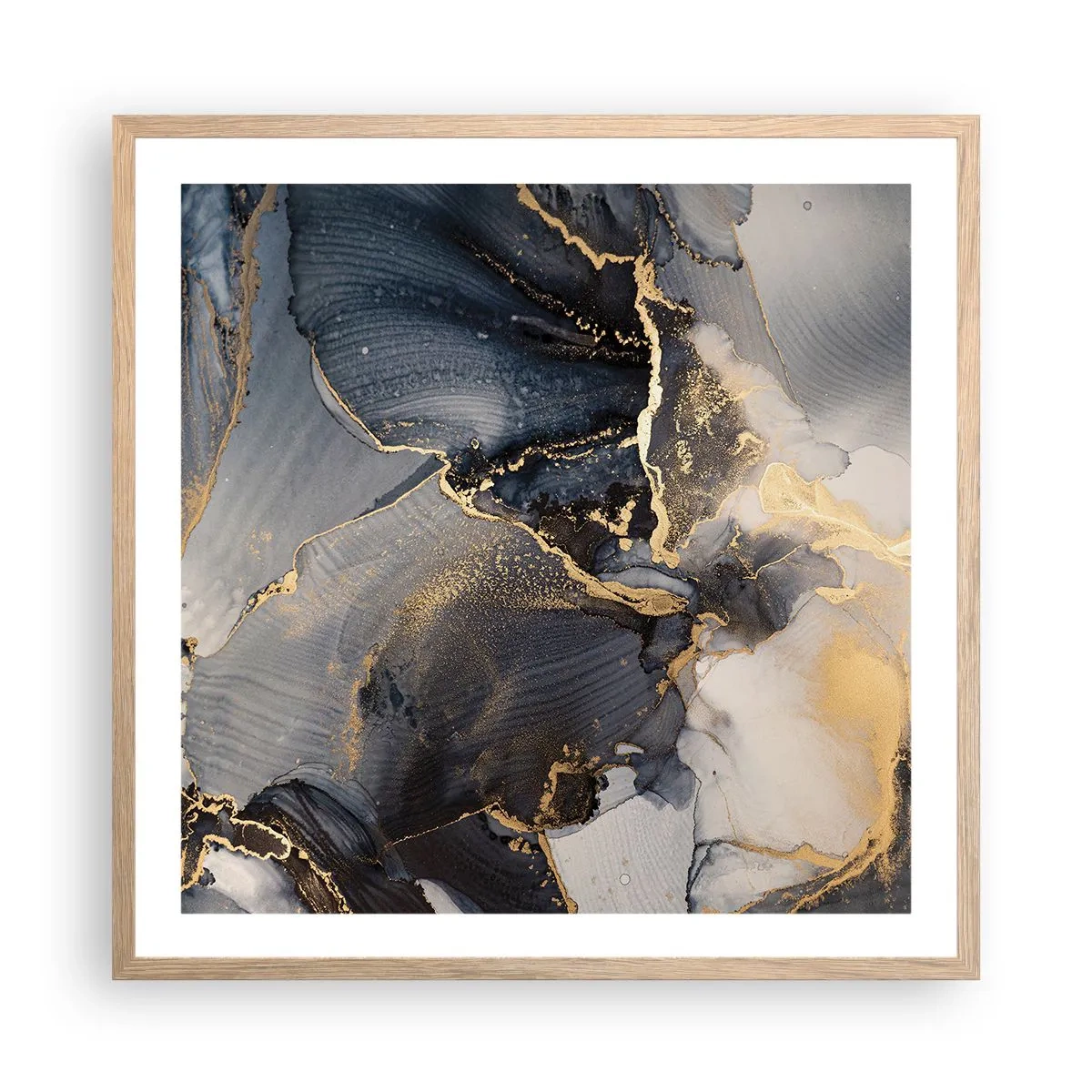 Poster in einem Rahmen aus heller Eiche - Leben aus Stein - 60x60 cm
