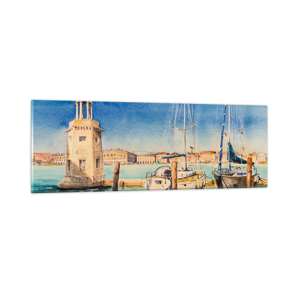 Glasbild - Bild auf glas - Sonnige Lagune - 90x30 cm