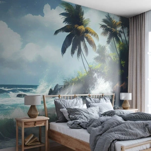 Fototapete Premium Sand - Am tropischen Ufer - Strand, Tropisch, Palme - 300x210 cm