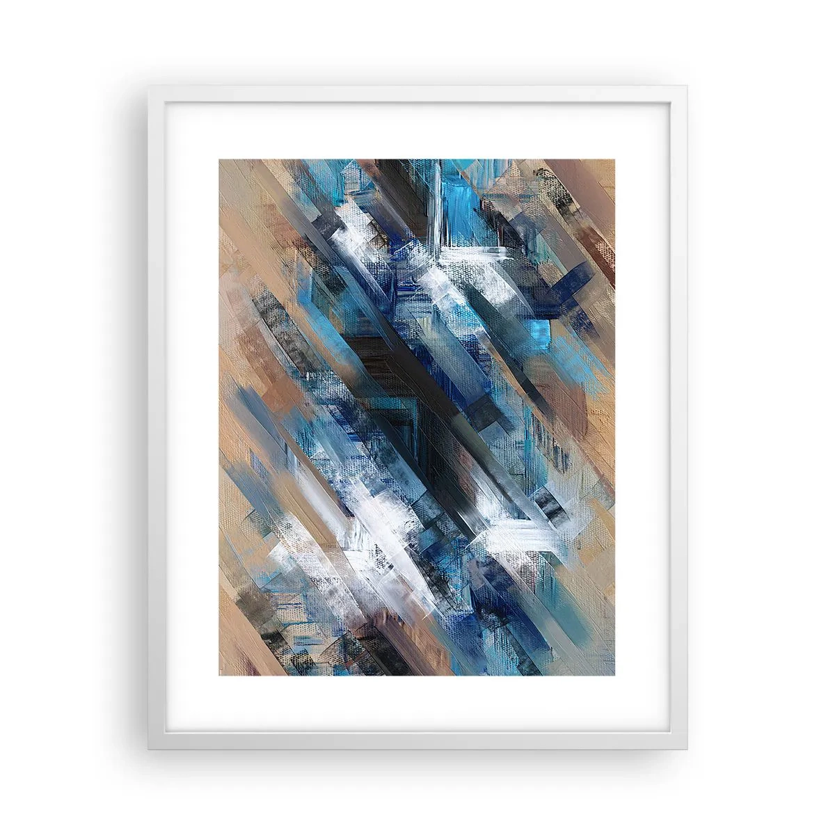 Poster in einem weißen Rahmen - Auf einer blauen Diagonale - 40x50 cm